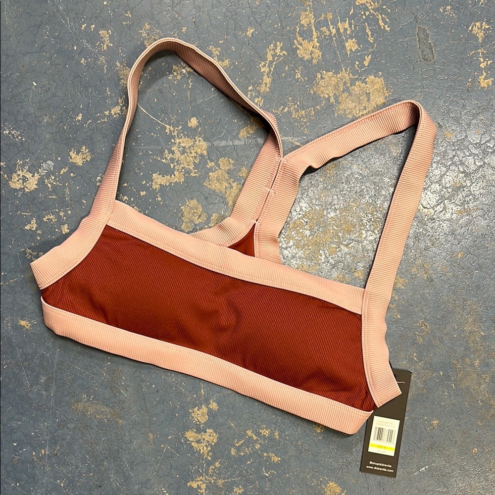Stylish Dolce Vita Rose Pink and Cinnamon Women's Bikini Top